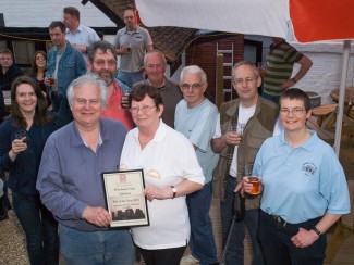 Landlord and landlady Bill and Anne Duncan receive the Pub Of The Year award for 2010 from the local branch of CAMRA - the Campaign for Real Ale