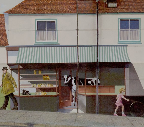Percy Andrew's the 'cow-walloper', drove the cattle from Milford Goods Yard  to the Market. Some cattle invariably escaped, some of our interviewees remember them crashing into Foster's Bakery in Milford Street - as depicted on our Mural. | Photo by John Palmer