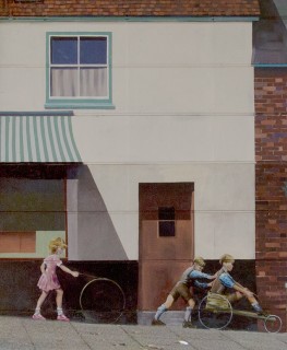 The scene in the Bridge Mural of children playing in the street | Mural by Fred Fieber and Anthony Woodward, photo by John Palmer