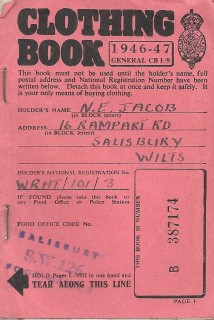 Although the war was over, the shortages continued into the next decade, even children born in 1952 being issued with ration books. This clothing ration book is one of two issued to Nora Jacob between 1946 and 1948. | Reproduced by kind permission of the Jacob family