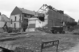 When this photograph was taken, a number of the houses had been demolished showing the Invicta leatherworks and some of Culver Street behind. | Picture by kind permission of the Salisbury Journal