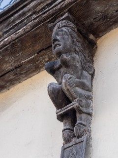 Carvings of Male Heads With Female Bodies On The Joiners' Hall | Photo John Palmer 2014