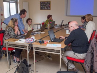 Jack patiently explains the joys of posts to the website team (John is taking the picture) | John Palmer