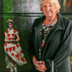 Cynthia Cooper at the offical opening of the Jubilee Mural, next to the image of her as The Queen Of Hearts | Anna Tooth
