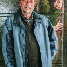 John Abbott at the official opening of the Jubilee Mural, next to his portrait in the mural | Anna Tooth