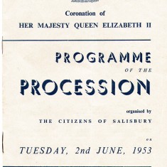 The cover of the prgramme for Salisbury's 1953 Coronation procession