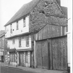 Michael and Doris' Warehouse (you can just see the name fading on the outside). Boarded up for sale 1971. | With kind permission of The Salisbury Museum © Salisbury Museum