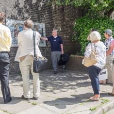 George introduces our visitors to the Winchester Street mosaic | John Palmer