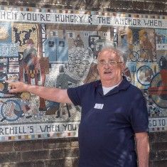 George pointing out the bunks at Churchill's lodging house | John Palmer