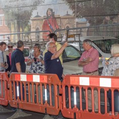 George doing his best to be heard over the noise of the roadworks as he describes the Jubilee Mural | John Palmer