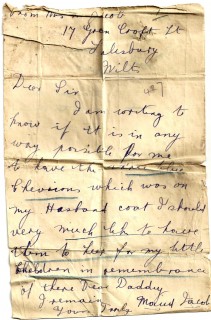 After Walter's death, Maud sent a letter to the Red Cross Office requesting the return of the chevrons that were sewn on his coat. | By kind permission of the Jacob family