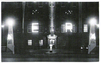 This photograph shows the front of Salisbury Infirmary decorated for the coronation of Elizabeth II. My father was the assistant engineer at the time and helped set these up, the E being similar to the one on 16 Rampart Road during the VE celebrations. | Photograph supplied by John Scadden