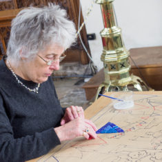 September 2017 - the first day with the volunteers making the Greencroft mosaic at St. Thomas' church