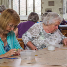 September 2017 - the first day with the volunteers making the Greencroft mosaic at St. Thomas' church