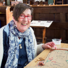 September 2017 - the first day with the volunteers making the Greencroft mosaic at St. Thomas' church