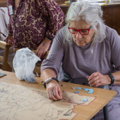 September 2017 - the first day with the volunteers making the Greencroft mosaic at St. Thomas' church