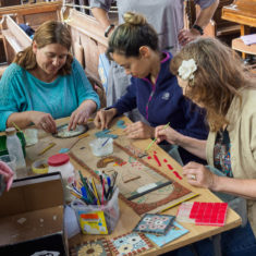 September 2017 - the first day with the volunteers making the Greencroft mosaic at St. Thomas' church