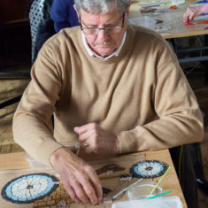 Volunteers on day 3 of making the Greencroft Street mosaic