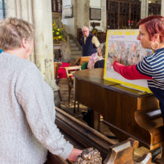 Volunteers on day 3 of making the Greencroft Street mosaic