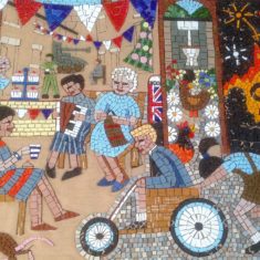 After 4 days of work by our team of volunteers, the mosaic is looking great.