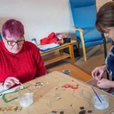 Theresa working on the brewery drayman and Kate working on the horse | John Palmer