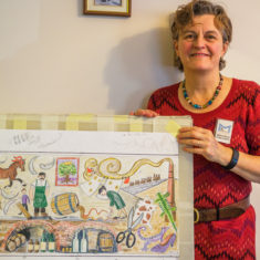 Mosaic designer Joanna Dewfall with her draft design for the Culver Street mosaic | John Palmer