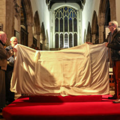 Ron Holloway and Ken Edwards ready to reveal the mosaic | Spencer Mulholland